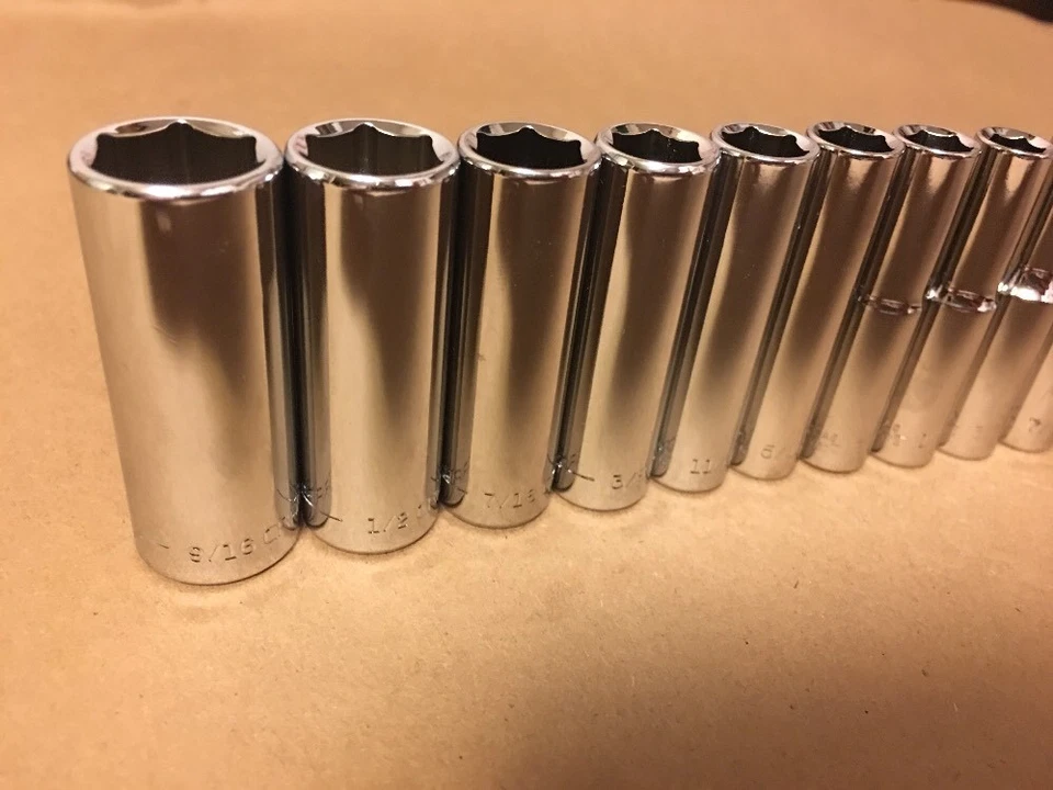 Craftsman 1/4" Drive 10 Piece 6 Pt Point SAE Deep Chrome Socket Set Standard STD - Image 2 of 4