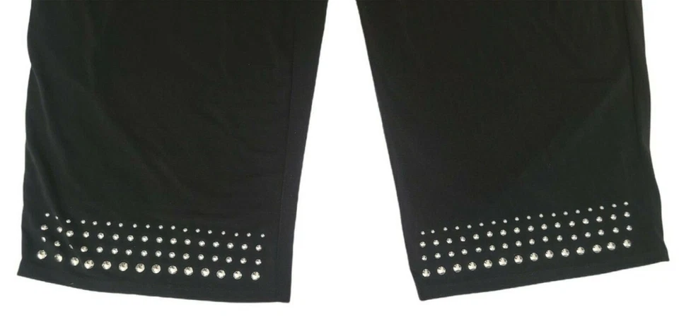 Mono para mujer INC Concepts negro con tachuelas halter pierna ancha talla grande precio de venta sugerido por el fabricante 129 USD Foto 3 de 4