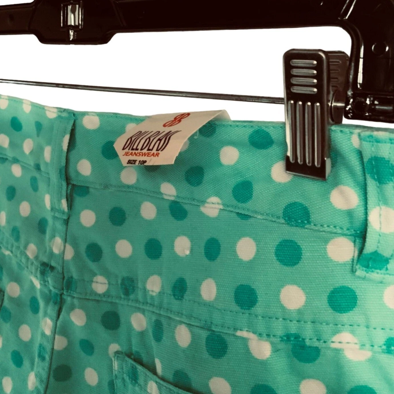 BILL BLASS LADIES PETITE GREEN WHITE POLKA DOT 5POCKET JEANS WEAR CAPRIS NWT 10P
