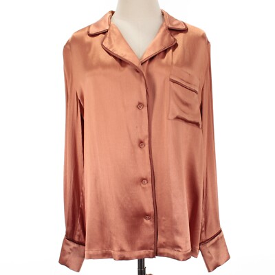 Alexis NWT Orlan Long Sleeve Button Down Top Size Small in Solid Auburn Orange