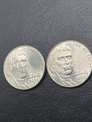 2022 P Jefferson Nickel Lot of 2. Poss. Struck Through  Scarface  See Images UNC