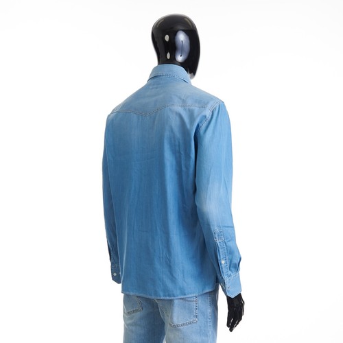 BRUNELLO CUCINELLI 1150$ Easy Fit Blue Western Shirt - Lightweight Denim - 第 6/14 張圖片