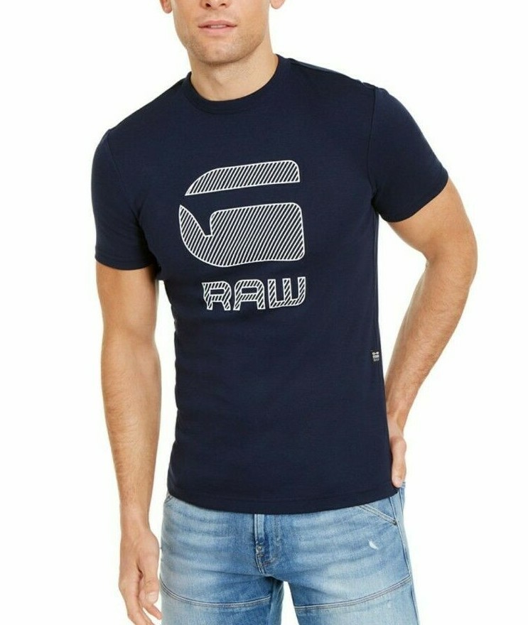 G-Star RAW Men's Sartho Blue Graphic 15 Slim Fit Short Sleeve T-Shirt