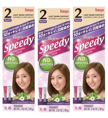 Bigen Speedy Conditioning Color Refill #2 Light Warm Chestnut (Pack of 3)