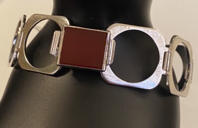 Signed Silver and Stone Elegant Open Link Metamorphic Bracelet Or Size 6 Ring