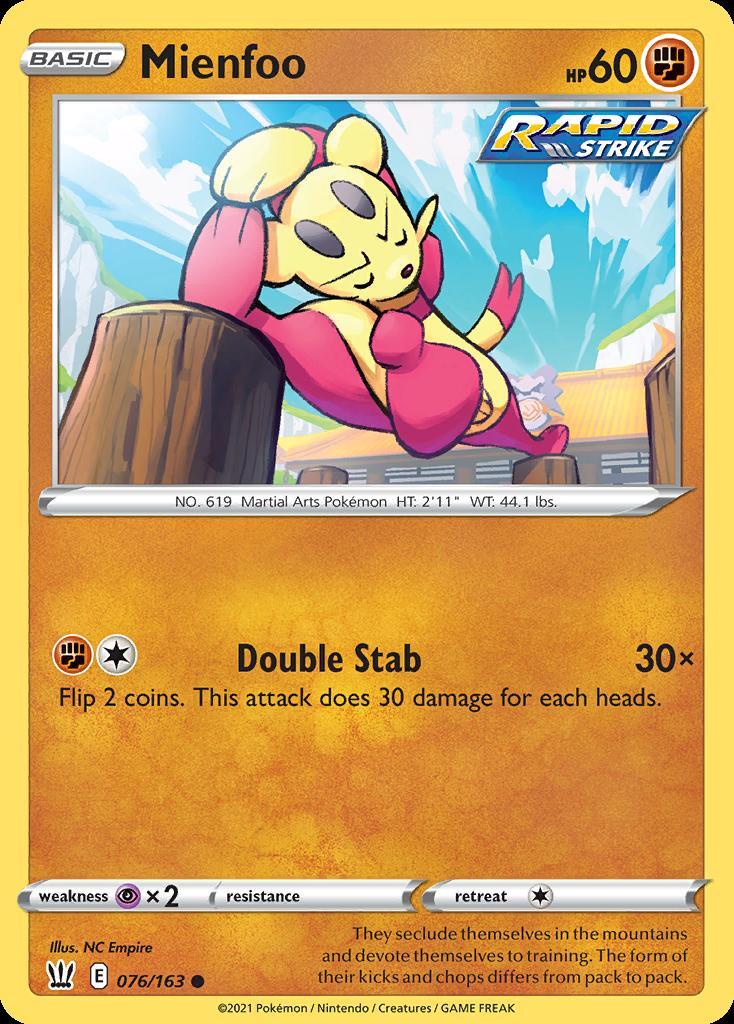 Pokemon Mienfoo (76/223) Battle Styles LP REVERSE HOLO