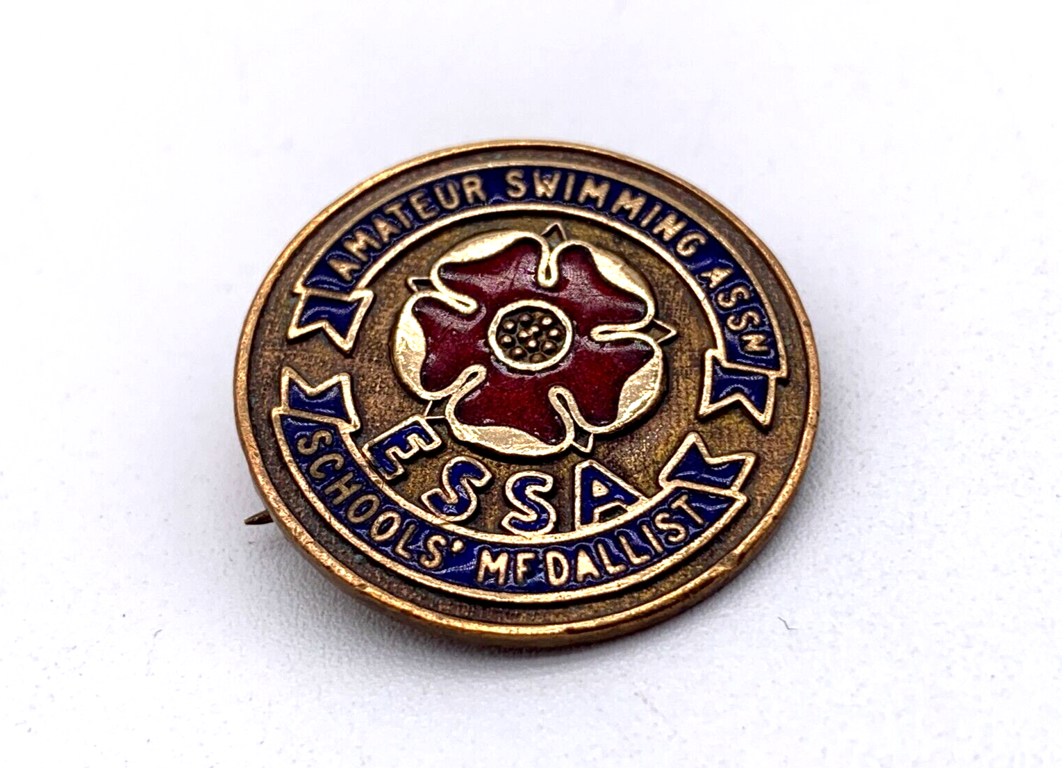 RARE Vintage Enamel Badge Pin Amateur Swimming Association Schools Medal ESSA