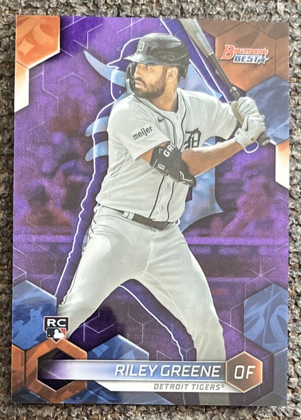 2023 Bowman's Best #30 Riley Greene RC Purple 092/250 Detroit Tigers Rookie