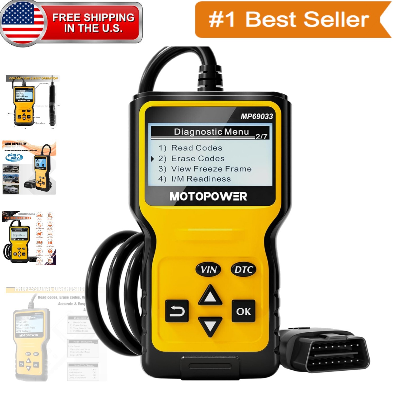 Car Scanner Code Reader: Compact OBD II Diagnostic Tool for Engine Faults-image