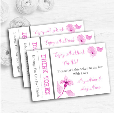 Schöne Dusty Rose Rosa Aquarell Blumen Hochzeit Bar Kostenlose Getränk Medaillen