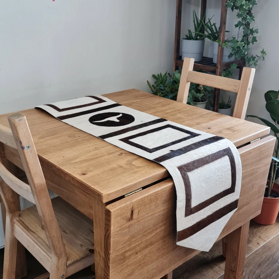 Cowhide table runner / Genuine Leather table runner / Table Top / Multi - Image 2 of 4