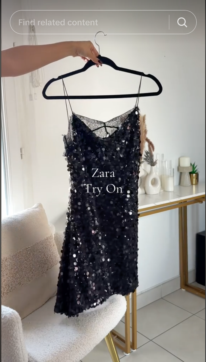 ZARA SEQUINNED LACE MINI DRESS REF. BLACK | 9721/627 | eBay