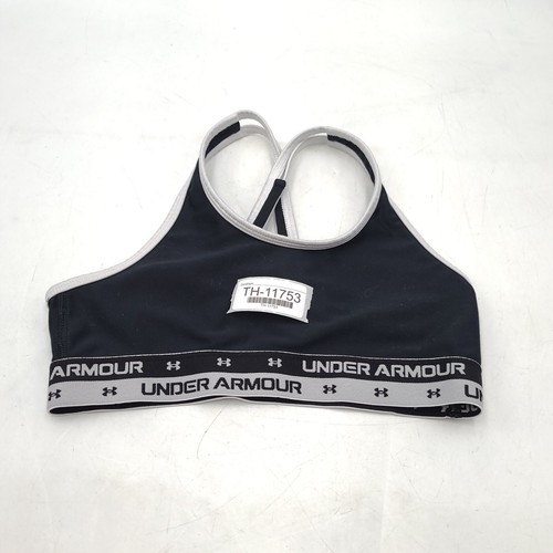 Under Armour Heatgear Girls Youth Med Black Stretch Crossback Fitted Sport Bra - Picture 5 of 6