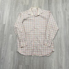 Peter Millar Shirt Men's Large Long Sleeve Button Check Plaid Cotton Collared