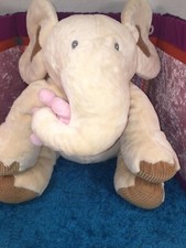 VGUC-15  Animal Alley Cream Pink Elephant Mom Baby Plush Soft Animal