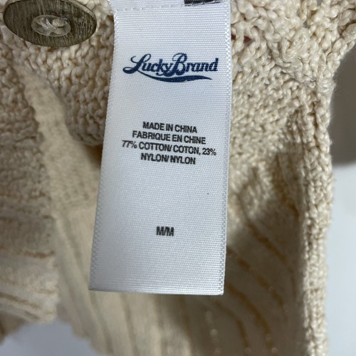 Lucky Brand Women's M Cream Color Knit Sweater With Button Details On Shoulders - Picture 5 of 5