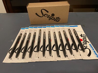 1 Dozen Vintage Scripto Crayon Marker Black No. W749 Marks Almost Anything.