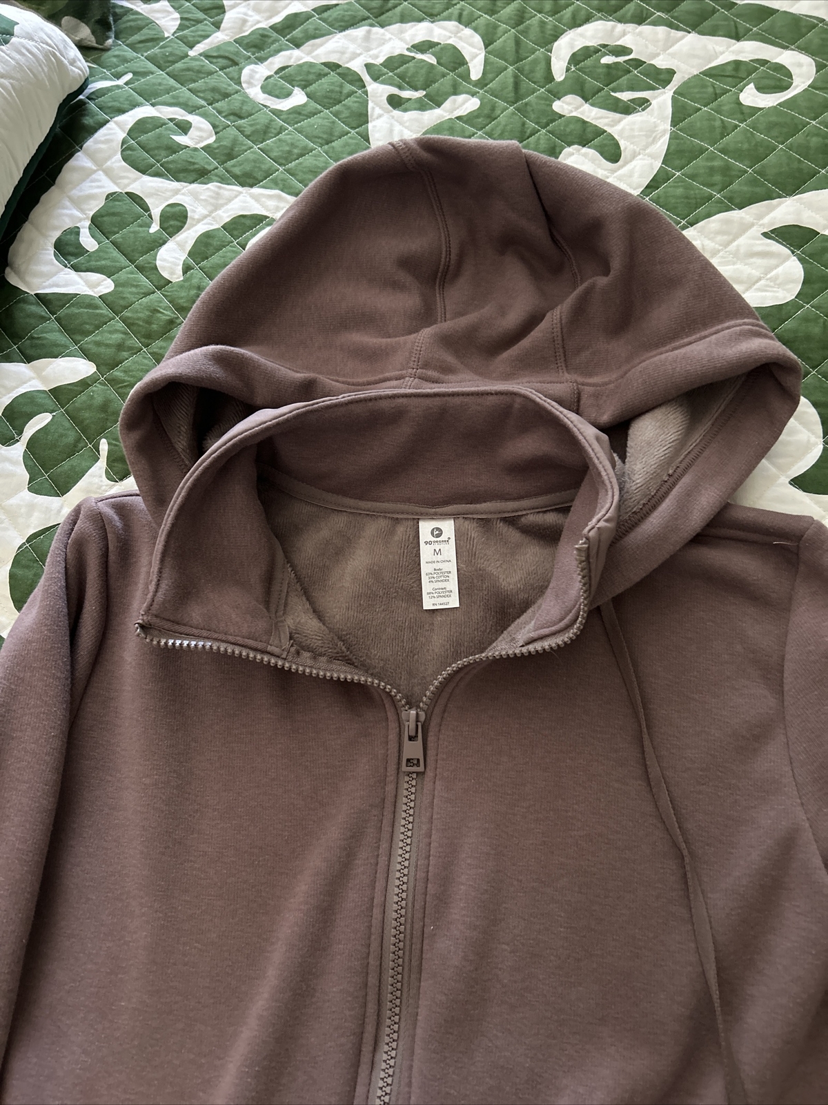 90 Degree By Reflex Womens Brown Fleece Hoodie Jacket Medium