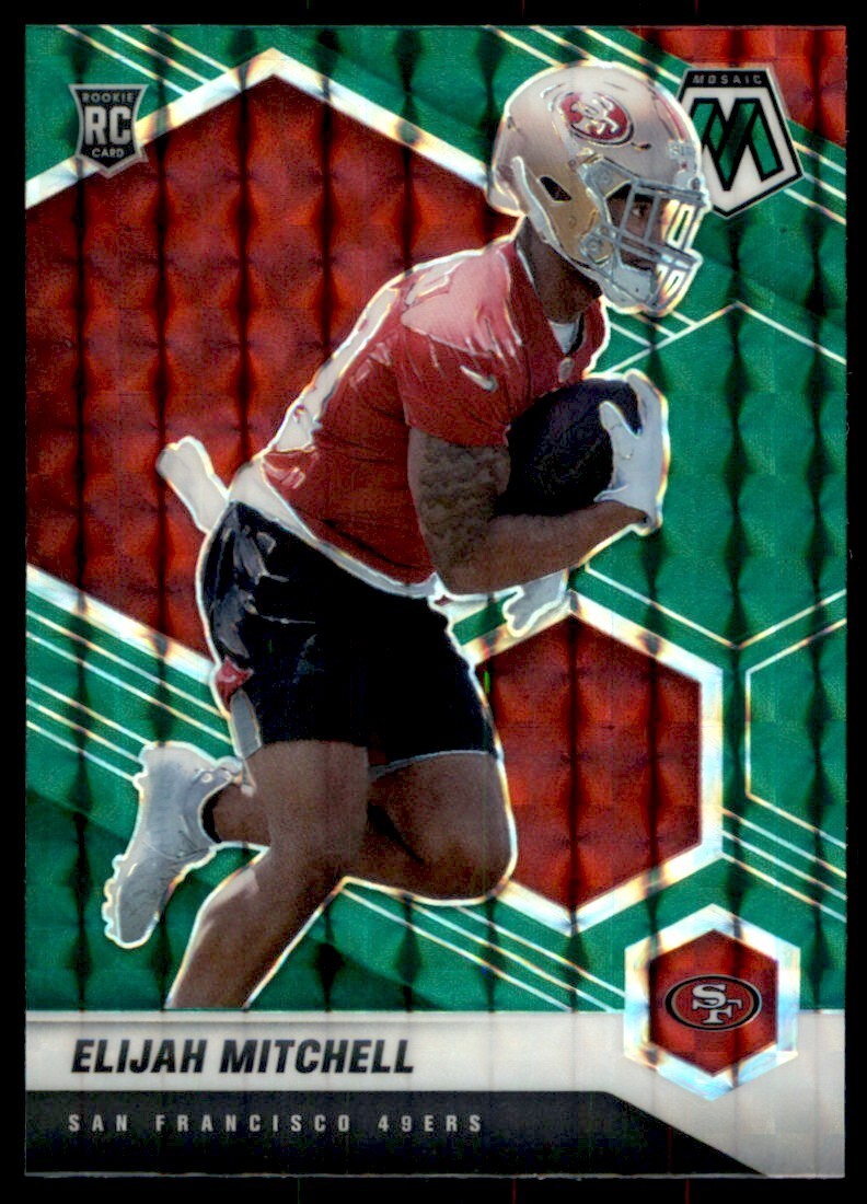 2021 Rookies Mosaic Green Prizm #376 Elijah Mitchell RC SAN FRANCISCO 49ers