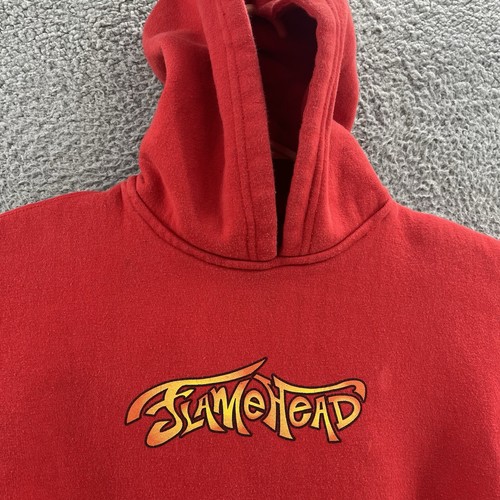 VINTAGE Flamehead Hoodie Boys Youth Small Red JNCO Skater Graphic Y2K 00s - Picture 3 of 13