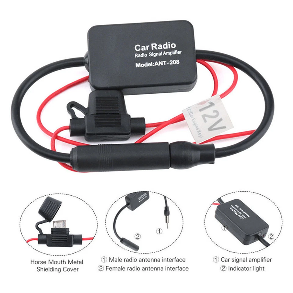 Car SUV Auto Stereo FM Antenna Signal Amplifier Booster Metal Adaptor Radio - Image 4 of 4