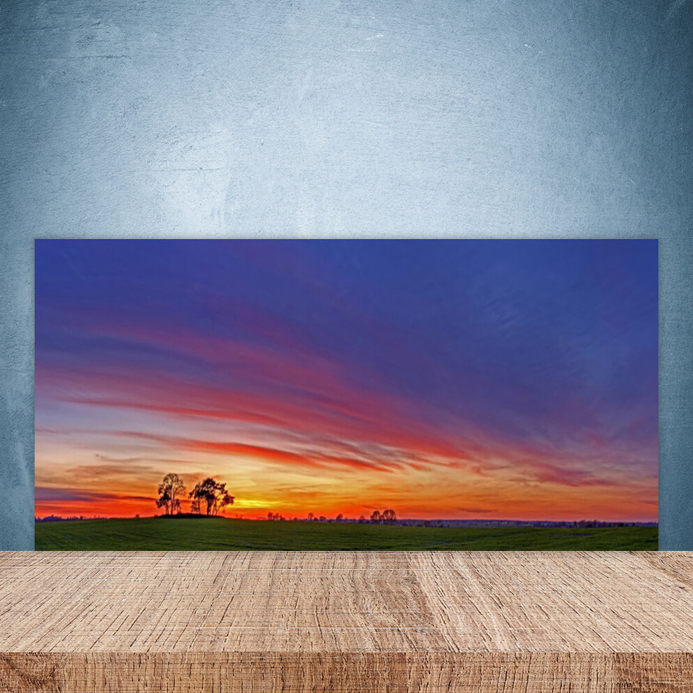 Crédence de cuisine en verre 100x50 cm motif paysage de campagne
