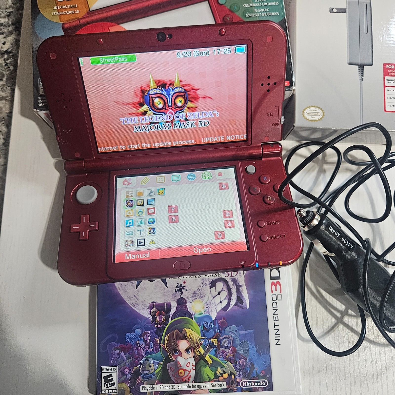 Nintendo 3DS XL Handheld Console RED W/ Chargers, Tested, Adult Owned