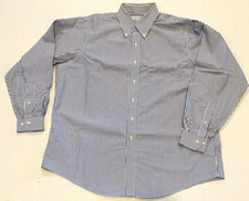 Vtg. Brooks Brothers White Blue Stripe Shirt 17 34/35 Button Lightweight Summer