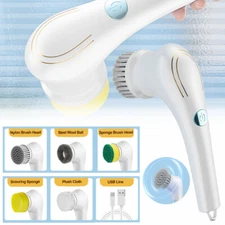 5 in 1 Electric Spin Scrubber Cordless Cleaning Brush Rotating Bathroom Clean 