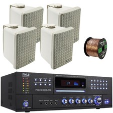Pyle CD Home Audio Amplifier, 4x 6.5" 150 Watt Full-Range Indoor/Outdoor Speaker