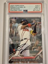 Ronald Acuna Jr 2023 Topps Now Offseason N.L. MVP Award Autograph PSA 9/10