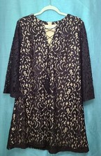 Xhilaration women's black lace evening lined mini dress zippered back size L