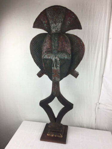 Afryka Kota Bakota Drewniana figurka Drewniana figurka Strażnik Ngulu Mbulu Miedź Gabon Duża  - Zdjęcie 1 z 24
