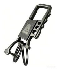 Heavy Duty Key Chain, Car Key Carabiner Belt Clip, Bottle Opener Gunmetal Black