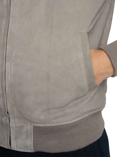 Schott Men's Suede Bomber Jacket, Grey - Picture 7 of 11