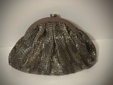 Rare MOYA Vintage Beaded Purse Clutch Pouch Shoulder Evening Bag Bronze Brass
