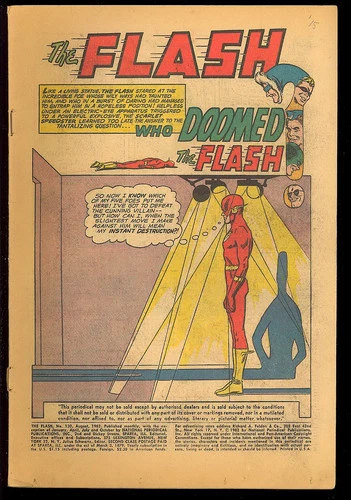 The Flash #130 Coverless o/w Complete Silver Age Superhero Vintage DC Comic 1962
