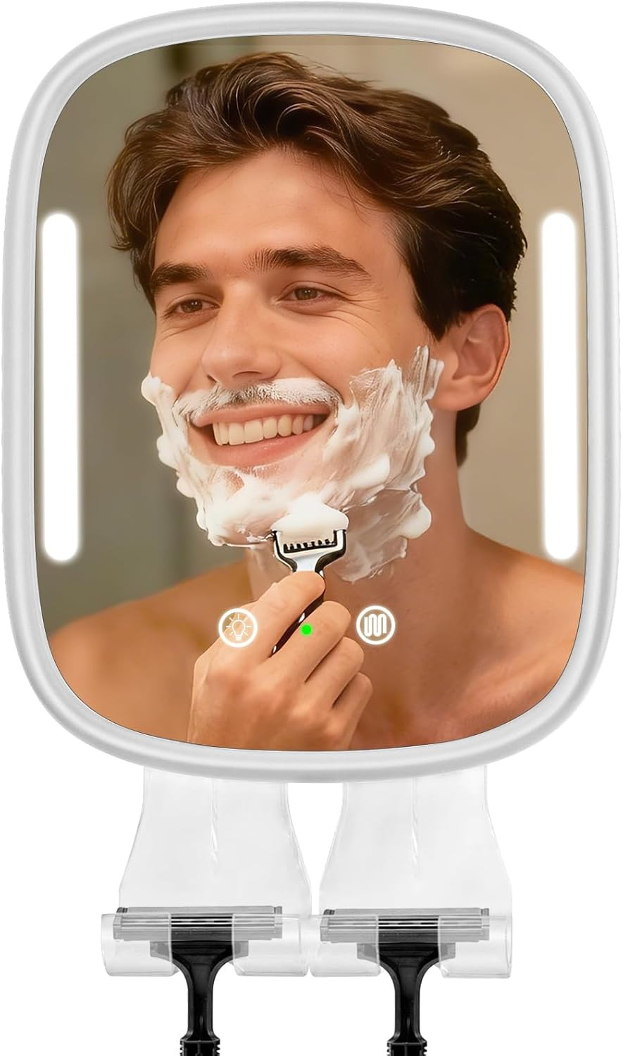 Heated Shower Mirror Fogless for Men, Rechargeable Anti-Fog Shaving Mirror No-Dr