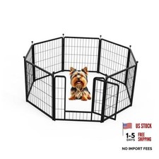 Dog Playpen 24 Inch 8 Panels, Heavy Duty Metal Upgrade 24 Inch 8 Panels Black