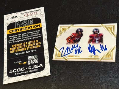 Lanorris Sellers Dylan Stewart Dual Auto JSA Certified South Carolina Gamecocks