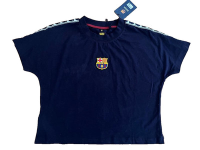 NWT Child Size Small  Blue BARCA FCB Barcelona Soccer T-Shirt Mes Que on Club