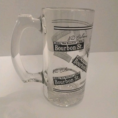 New Orleans  Bourbon Street Beer Mug  Glass Barware French Quarter Vintage