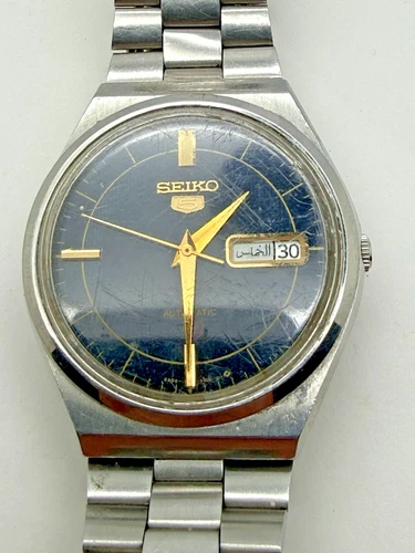 Vintage Seiko 5 Automatic 6309-8930 Watch Arabic / English calendar 4 Repair  A2