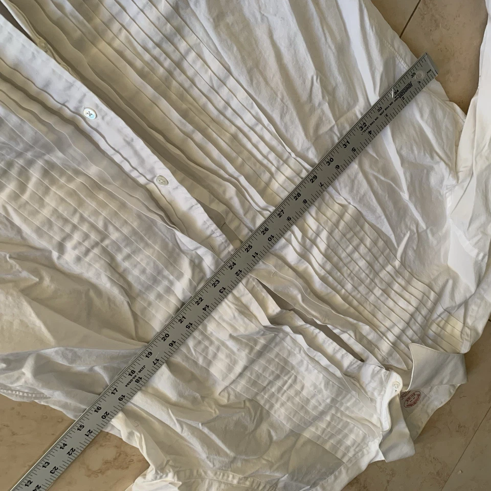 Brooks Brothers White Mens Slim Fit Collar Tuxedo Shirt 16 33 - Image 3 of 4