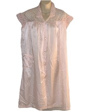 Vintage Barbizon Pink Satin Nightgown Sm 10-12 Lavish Lace Trim Grannycore