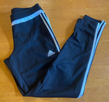 adidas Women's Climacool Athletic Track 3-Stripe Ankle Zip Black w/White Pants M