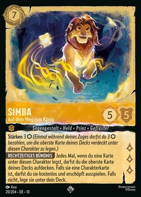 Lorcana Simba - Auf dem Weg zum König (V.1) 10WHI-020 Super Rare Deutsch Neu