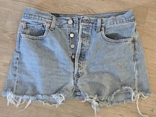 90s Vintage Levis Butterfly Stonewashed Denim Cropped Shorts USA Size 33