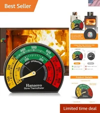 Wood Stove Thermometer Magnetic Large Dial for Pellet Gas and Wood Stoves