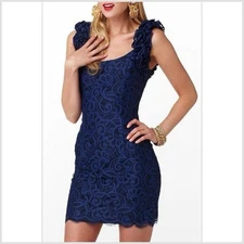 Lilly Pulitzer Mara Bright Navy About Face Lace Dress Size 00 Sleeveless